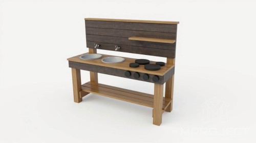 Sensorische Matschküche aus Holz