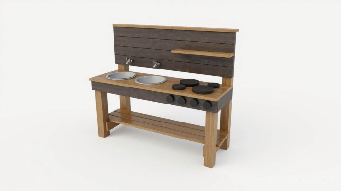Sensorische Matschküche aus Holz