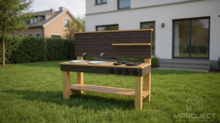 Sensorische Matschküche aus Holz