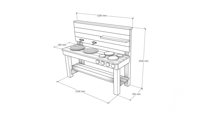 Sensorische Matschküche aus Holz